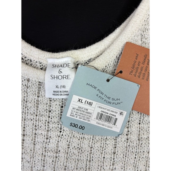 Shade & Shore Women's Crochet Maxi Cover Up Tank Dress Cream XL NWT - Picture 5 of 6